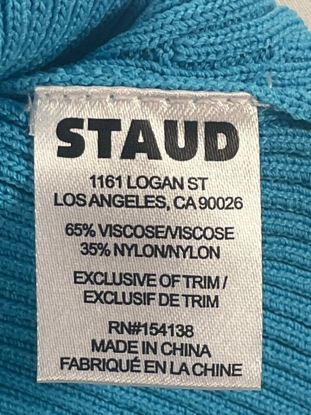 Staud Malia Tank Top Shark Ribbed Knit Sleeveless Blue & White Wmn's Size M NEW - Picture 6 of 6